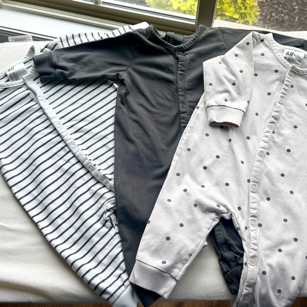 H&M Baby Onesies Set - Black, Striped, Polka Dot